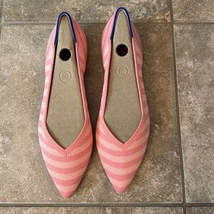 Rothys Point in Pink Macaron Stripe size 8.5